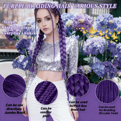 HAITOO purple braiding hair 30inch ponytail look highlights fullness and drama