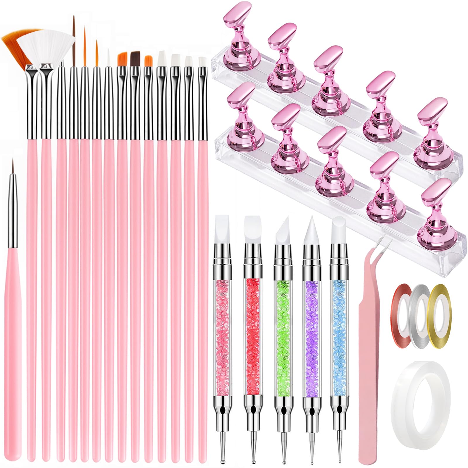 HAIY 35 Pcs Nail Art Tools Kit front view for professional-looking manicures.