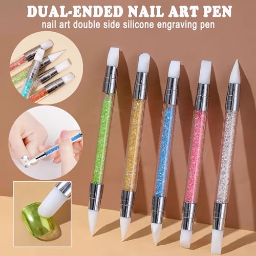 HAIY dual-ended silicone nail art pen with carving and applying tips