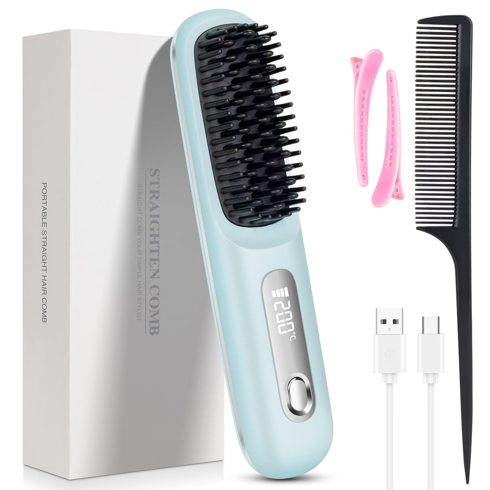 HAJIFGH Go Brush Pro front blue showcases portable cordless styling for on-the-go touchups.