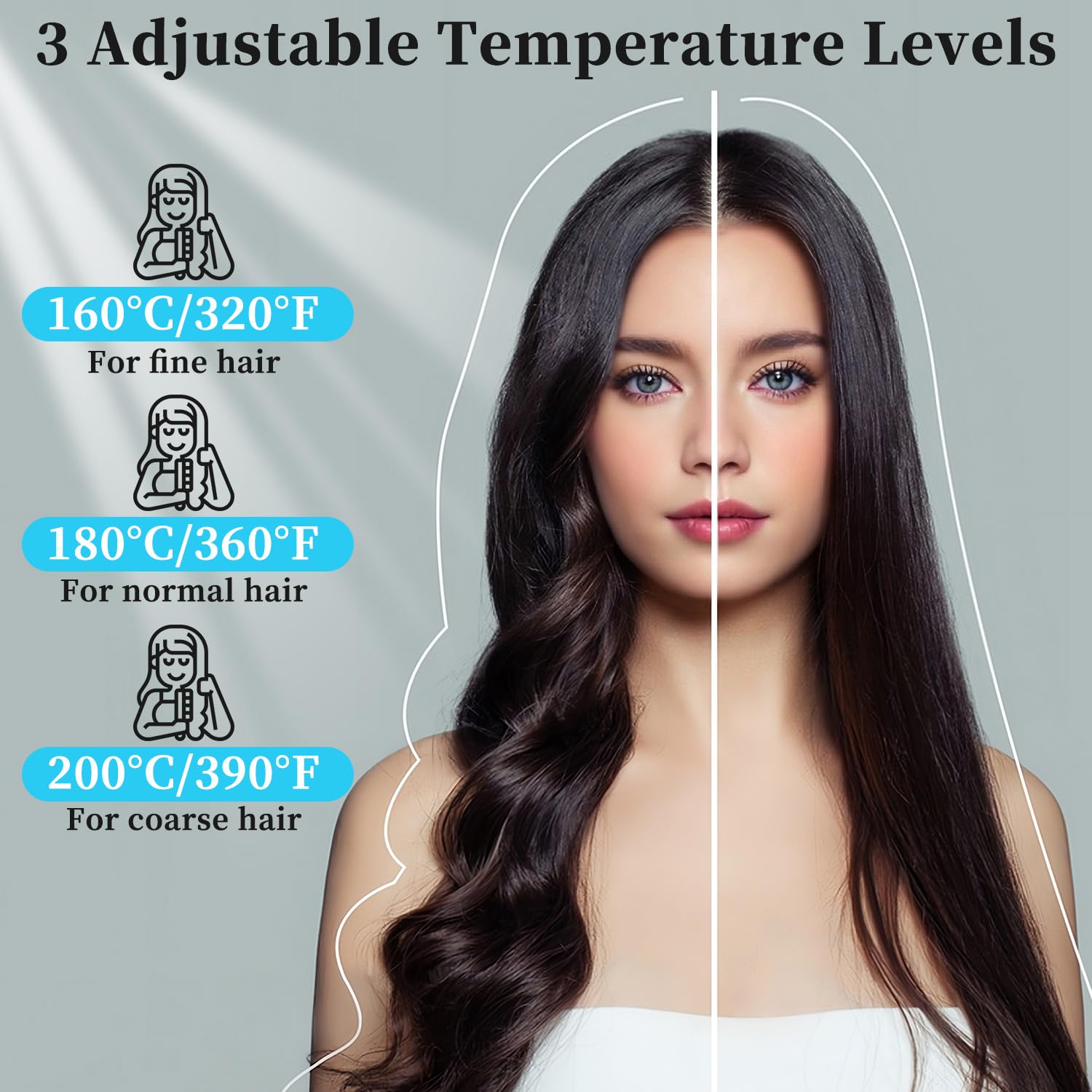 HAJIFGH Go Brush Pro side blue highlights slim profile for travel-friendly hair smoothing.