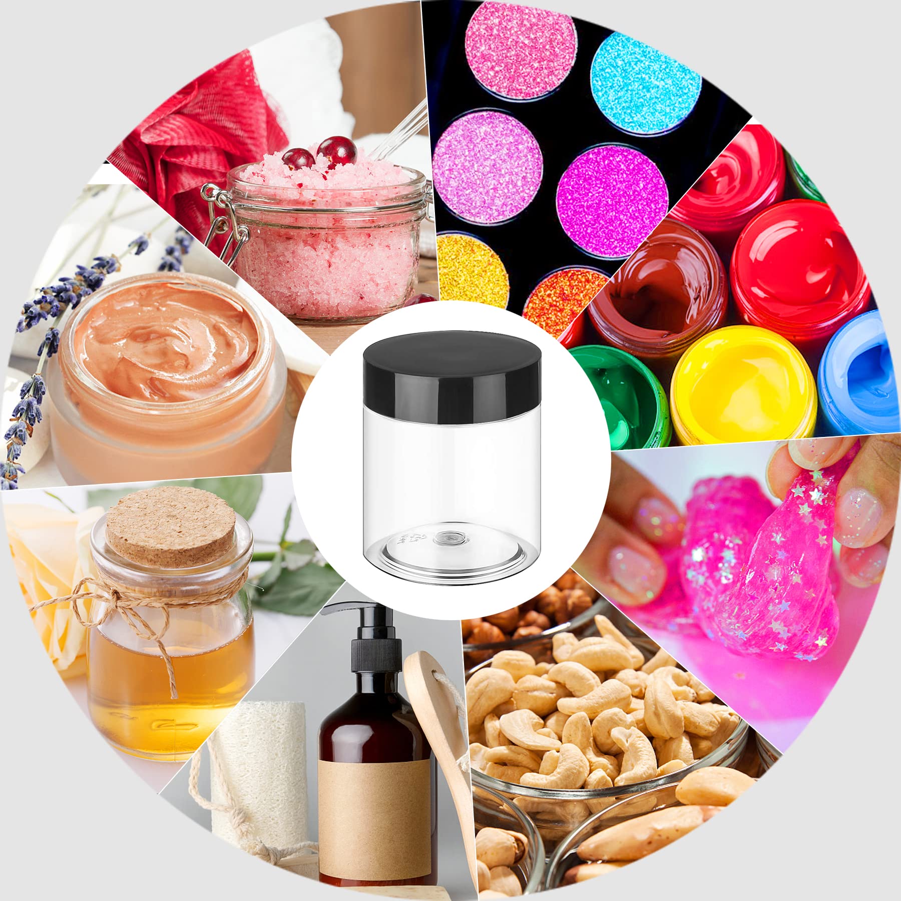 Hajoyful wide-mouth clear jar enables easy filling and scooping of contents.