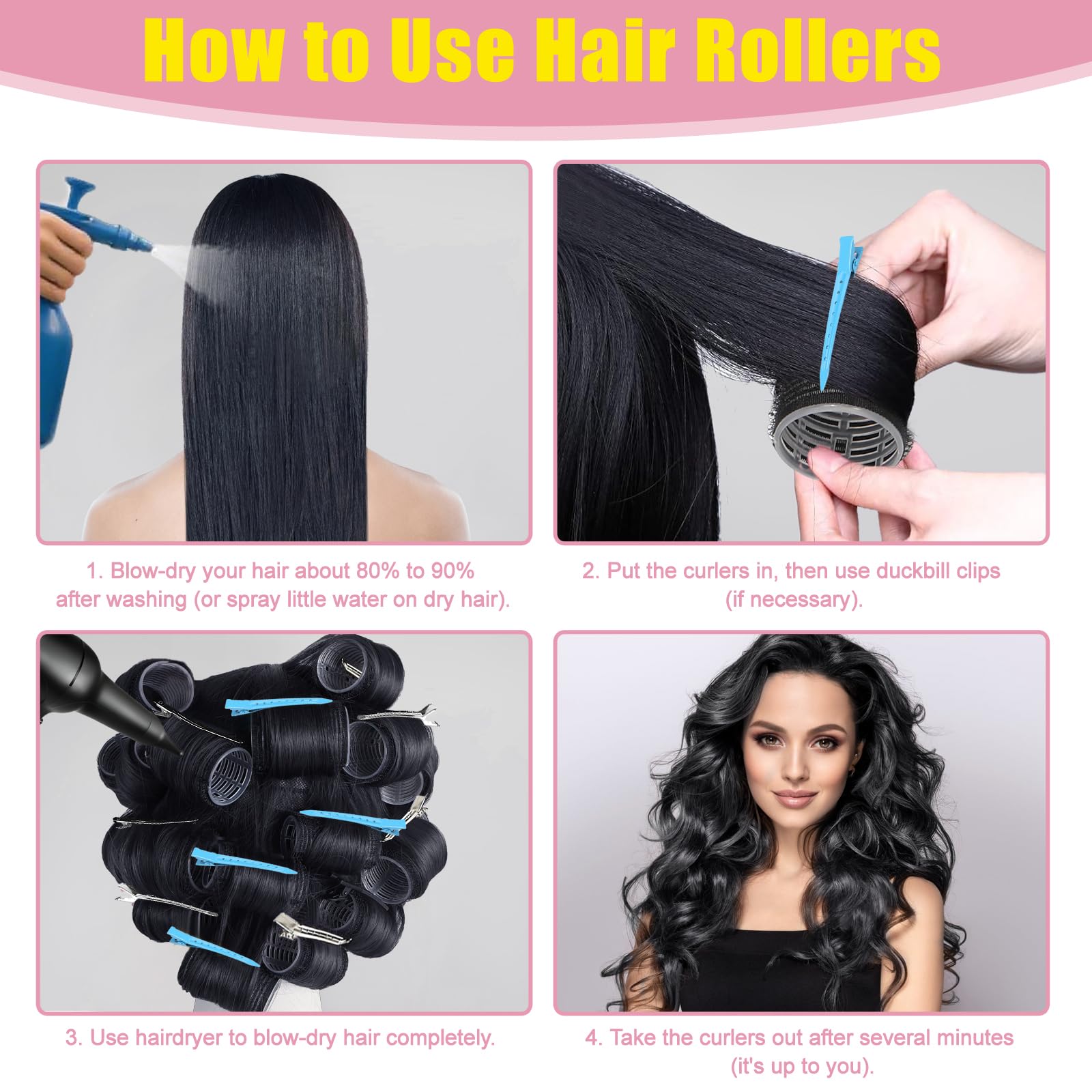 HAKINBOT in-use soft curls visual suggests heat-free styling results and gentle hair care.