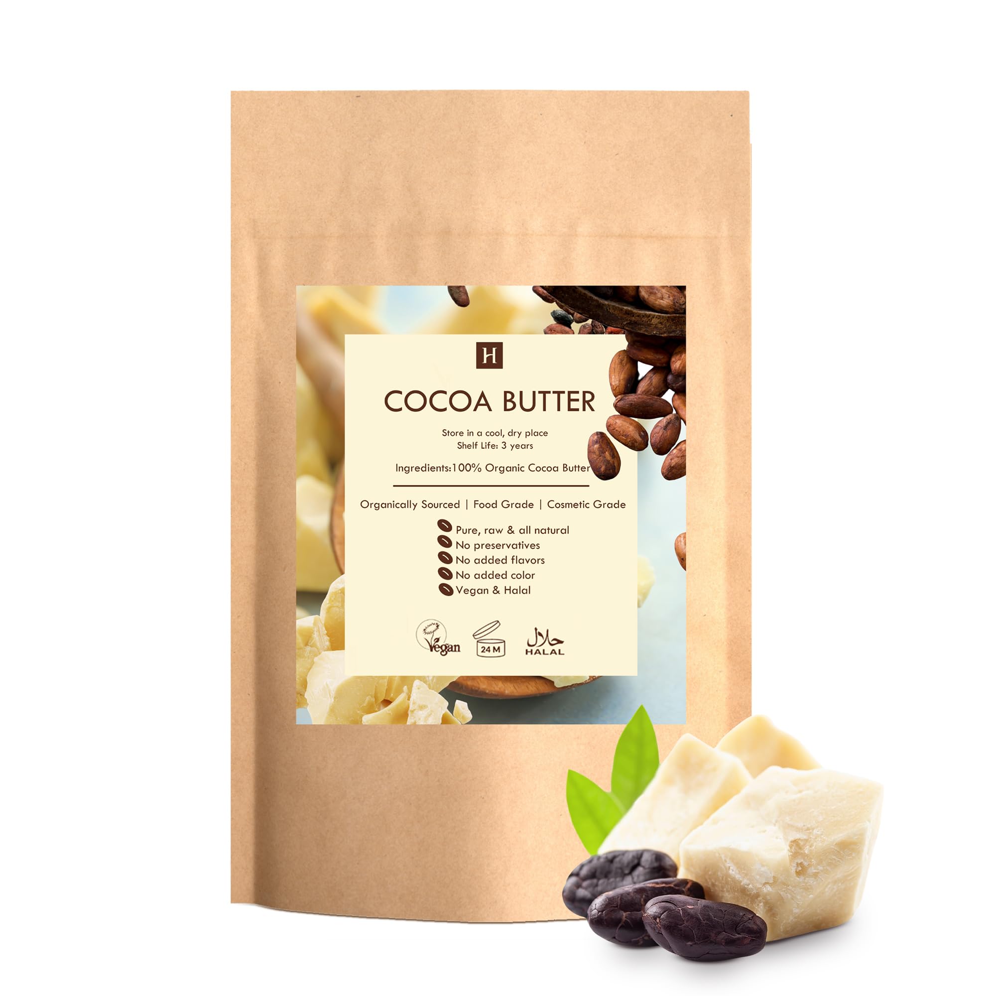 HalalEveryDay cocoa butter block 55lb for bulk cosmetic use.