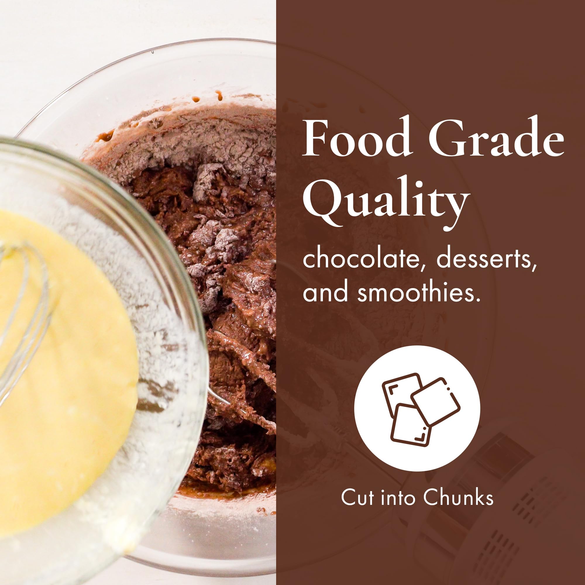 HalalEveryDay raw cocoa butter as a non-GMO cosmetic base.