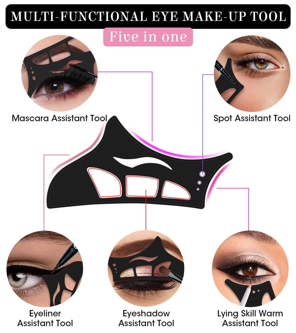 Haldane eyeshadow stencil tool in use at an angle showing template-guided blending