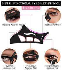 Haldane eyeshadow stencil tool in use at an angle showing template-guided blending