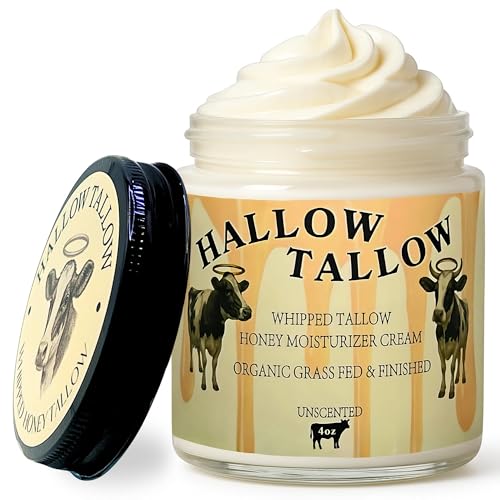 Hallow Naturals Hallow Tallow whipped balm jar demonstrates rich hydration for daily use.