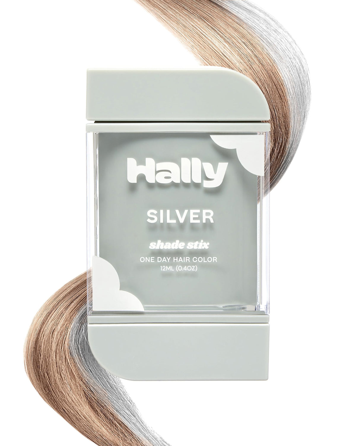 Hally Hair Shade Stix Silver wand-applied color on hair for quick style