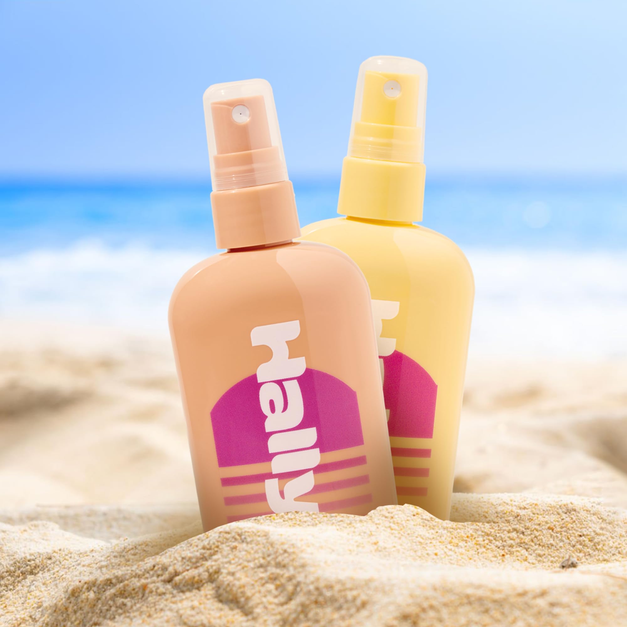 Hally Lightener Spray on damp hair application captures even distribution for natural-looking lightened tones.