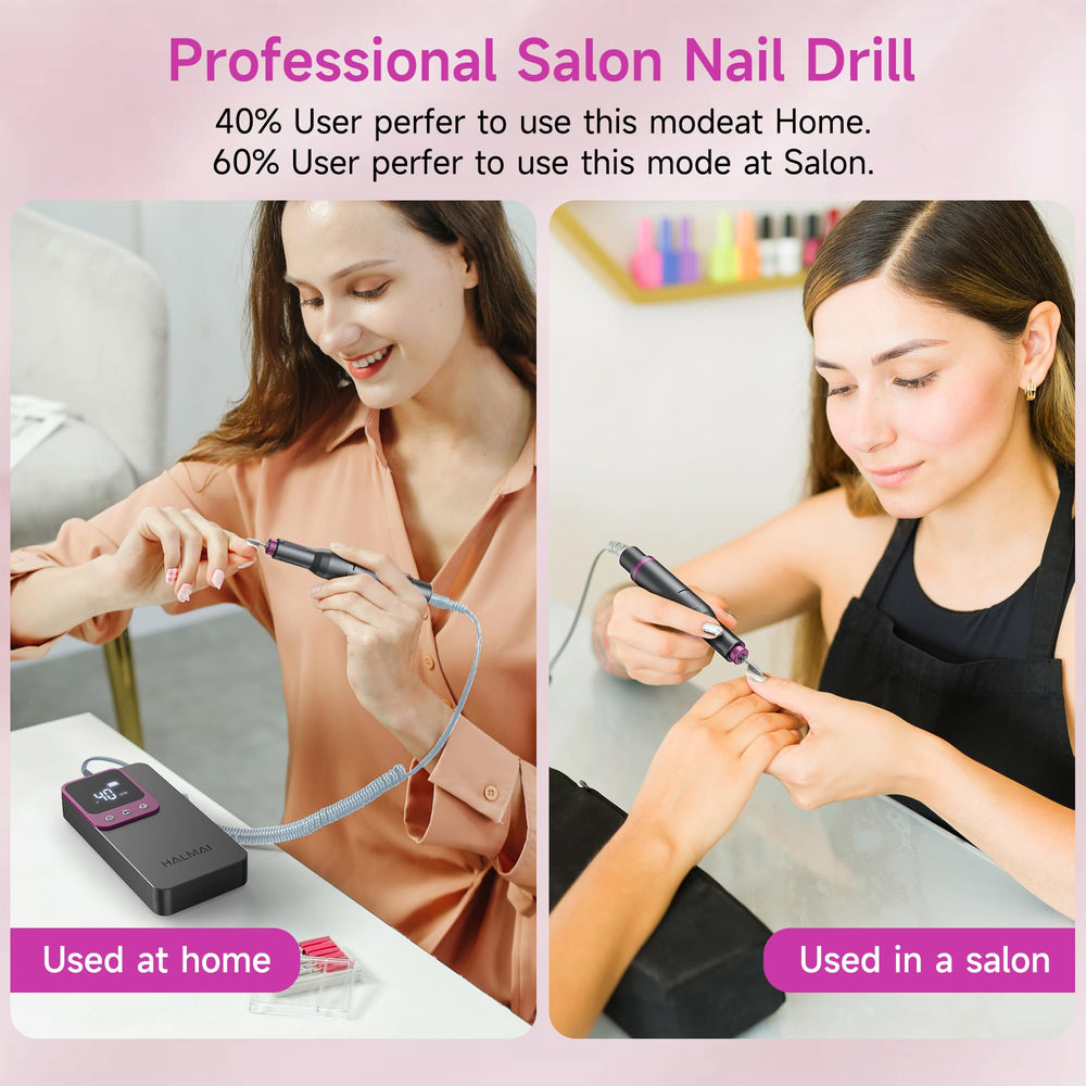 Halmai Electric Nail Drill Pro pause function for staged nail art workflows