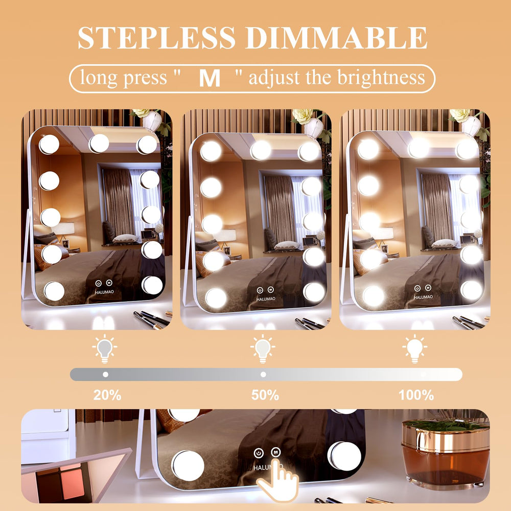 halumao vanity mirror 360-degree rotation for flexible viewing