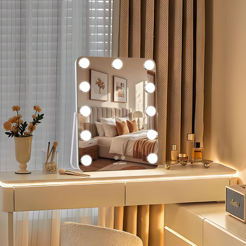 halumao vanity mirror aluminum stand provides sturdy support