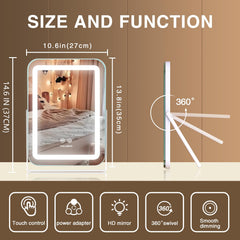 Halumao Vanity Mirror with Lights side view highlights angle-adjustable styling possibilities.