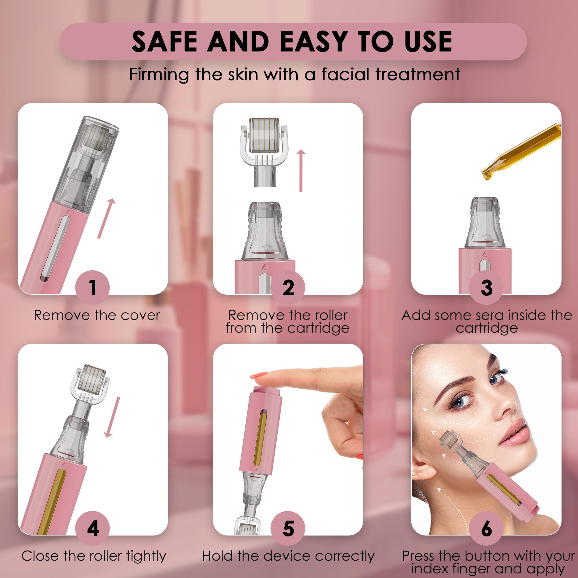 HAMINOS Derma Roller 105 titanium needles offer precise micro-stimulation for skin texture.