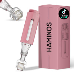 HAMINOS Derma Roller reservoir-application aids serum delivery for smoother skin.