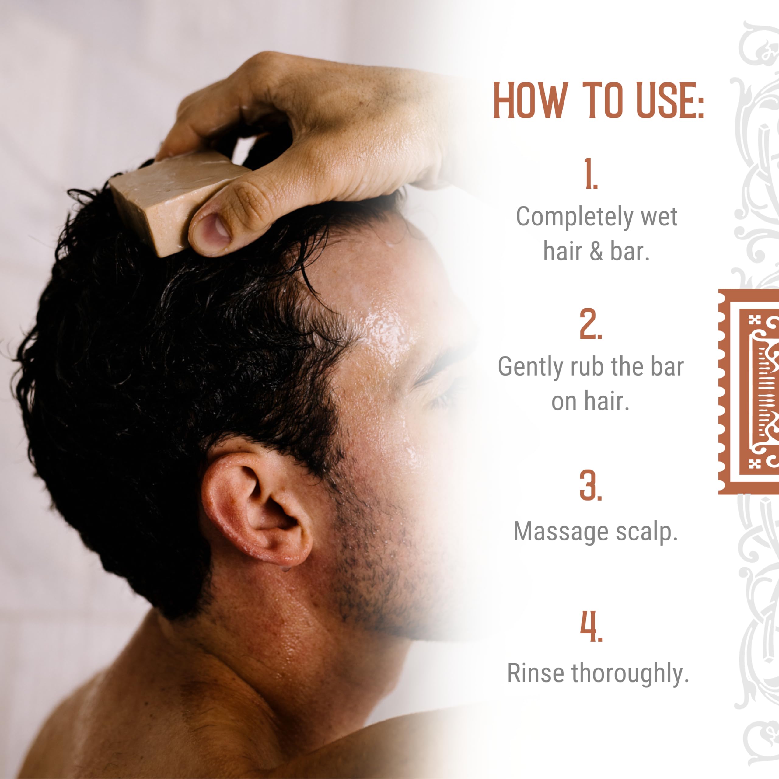 Hamish & Co conditioner bar hands applying product for conditioning routine
