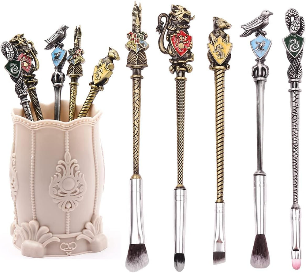 Hamowtux Harry Potter wand brush set side view highlighting premium metal handles for precise application