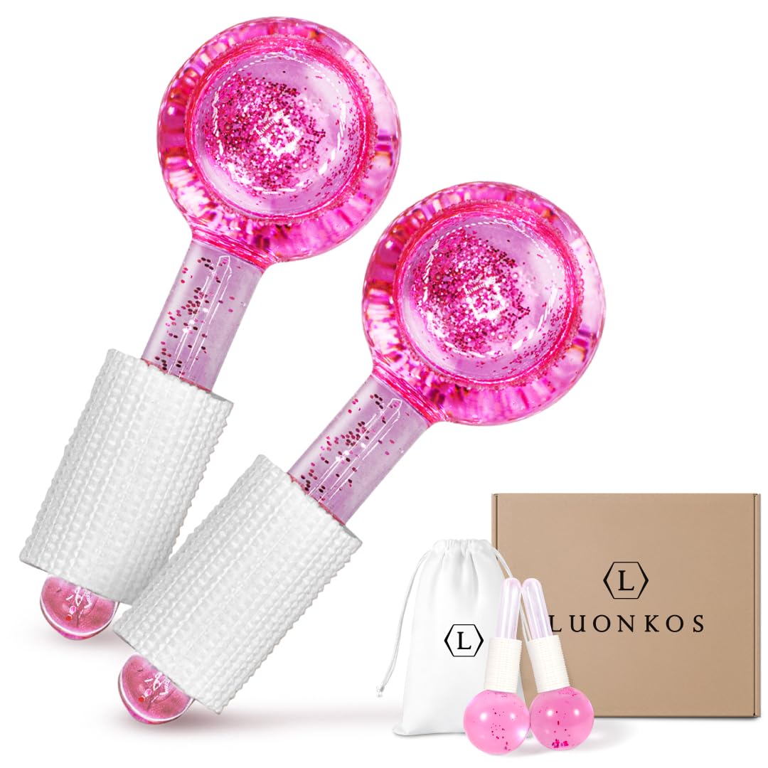 Hana Emi LUONKOS ice globes pink set of 2 for cooling facial massage and drainage.