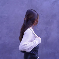 Hana Mia mocha acetate clip ponytail styling for messy bun or updo.