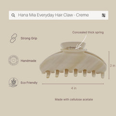 Hana Mia neutral cream clip ideal for ponytails and updos with a gentle hold