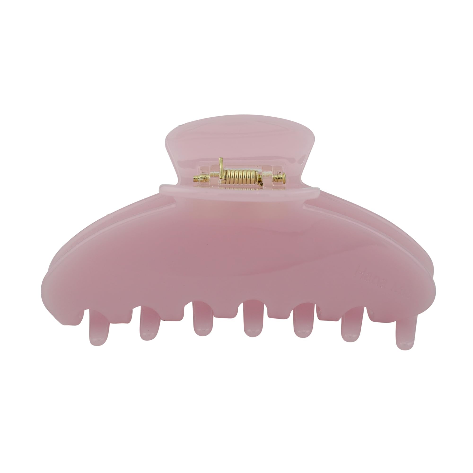 Hana Mia pink acetate 4-inch clip closeup shows smooth finish for comfortable all-day styling