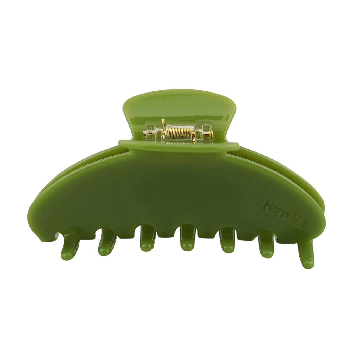 Hana Mia premium green acetate 4-inch clip closeup highlighting glossy finish and durable construction