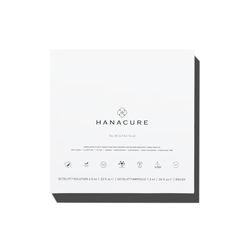 Hanacure All-In-One Facial Starter mask being applied for a lifted, even-toned appearance.