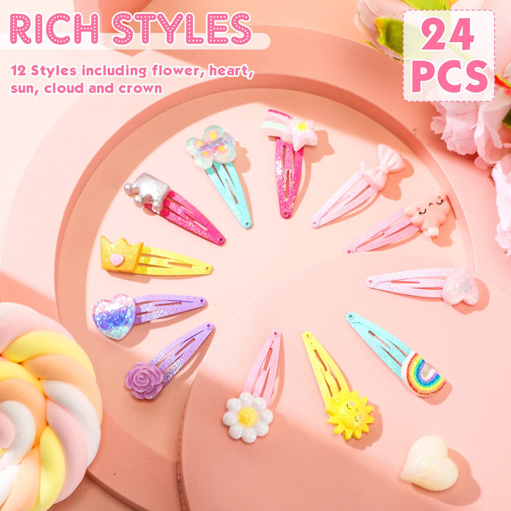 Hanaive 24-piece hair clips set in mixed colors for outfits.