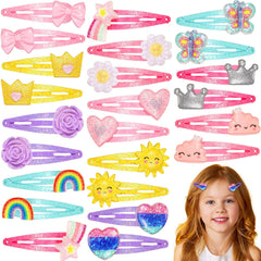 Hanaive Rainbow Unicorn Clips closeup shows glittery metal barrettes for versatile daily styling.