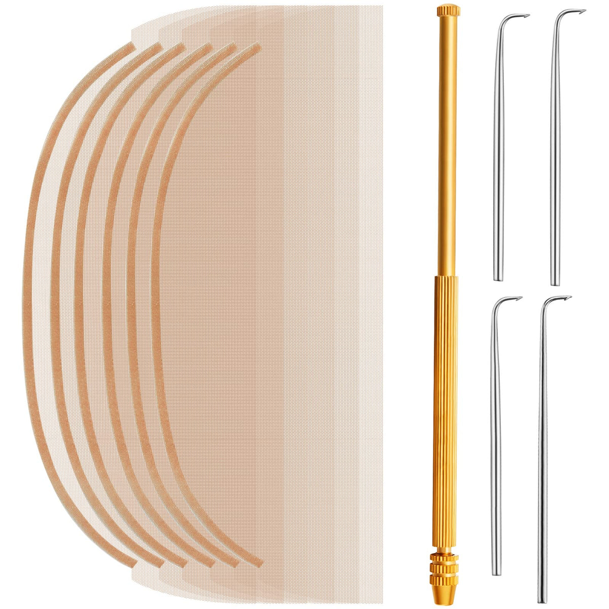 Hanaive wig making kit light brown lace nets laid out for beginners.
