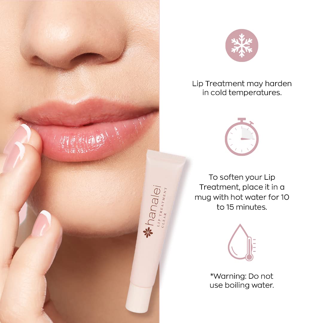 Hanalei Island Botanicals label indicating natural, plant-based lip care benefits.