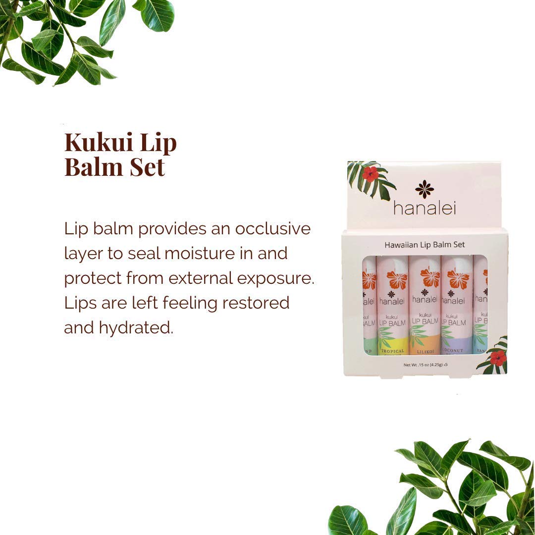 Hanalei Coconut Pear lip balm tube hydrates lips with tropical scent