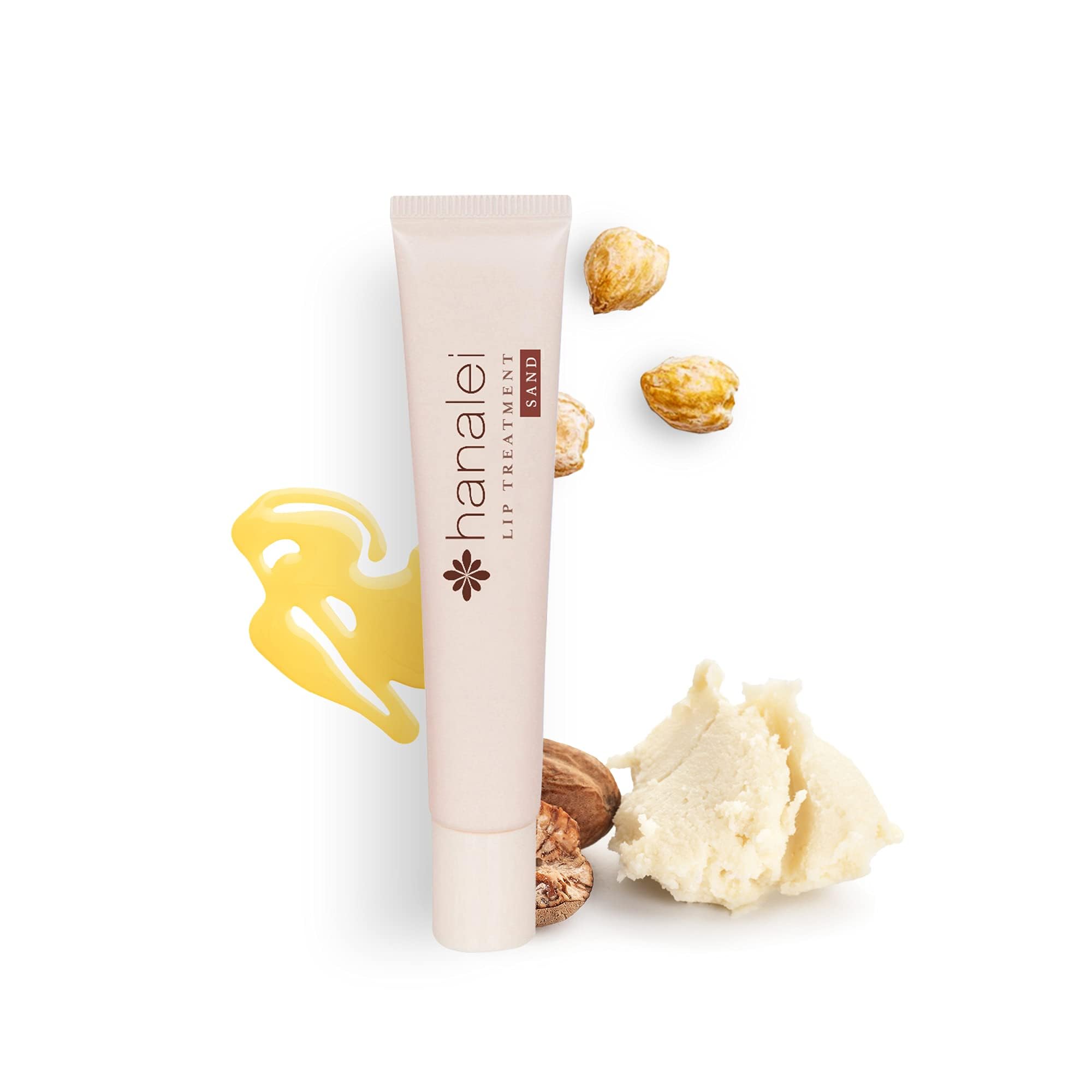 Hanalei lip treatment nude tint swatch showing natural color