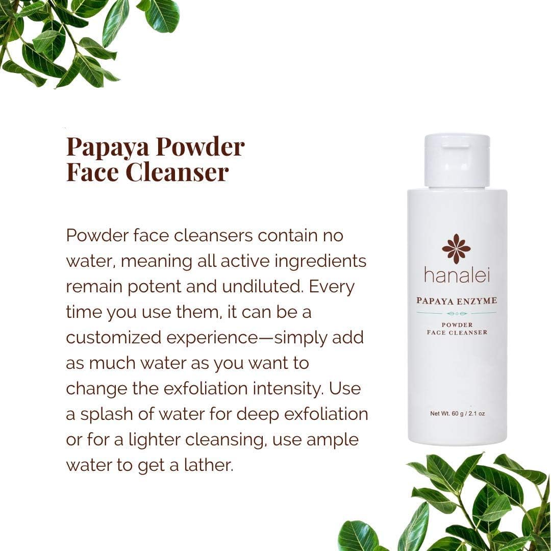 Hanalei cleanser on sink illustrating travel-friendly 60g bottle.