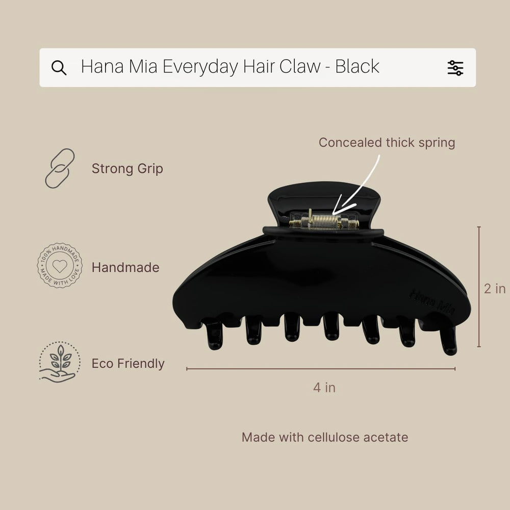 Hana Mia travel-friendly clip in black for styling on the go