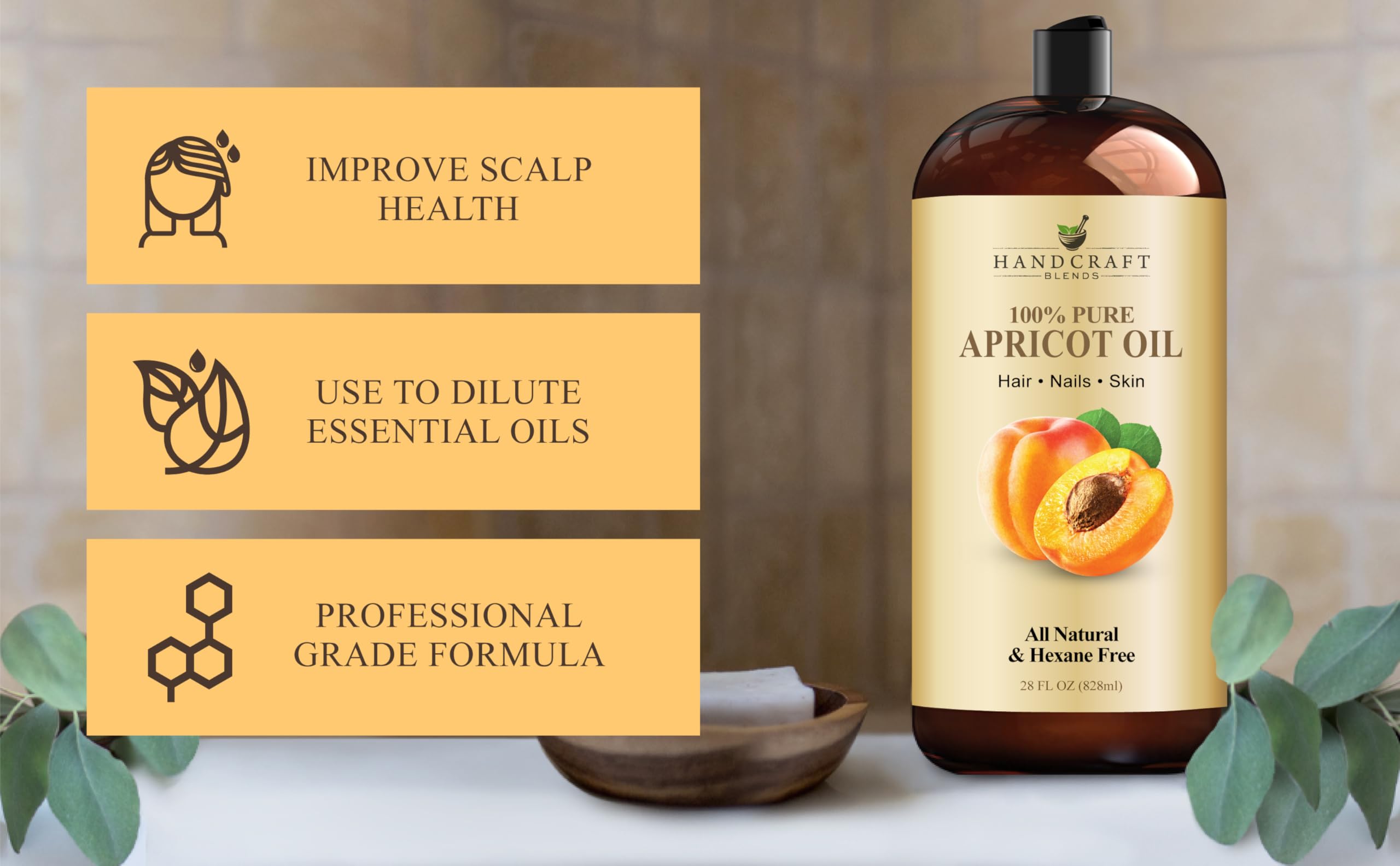 Handcraft Blends Apricot Kernel Oil packaging close-up easy storage