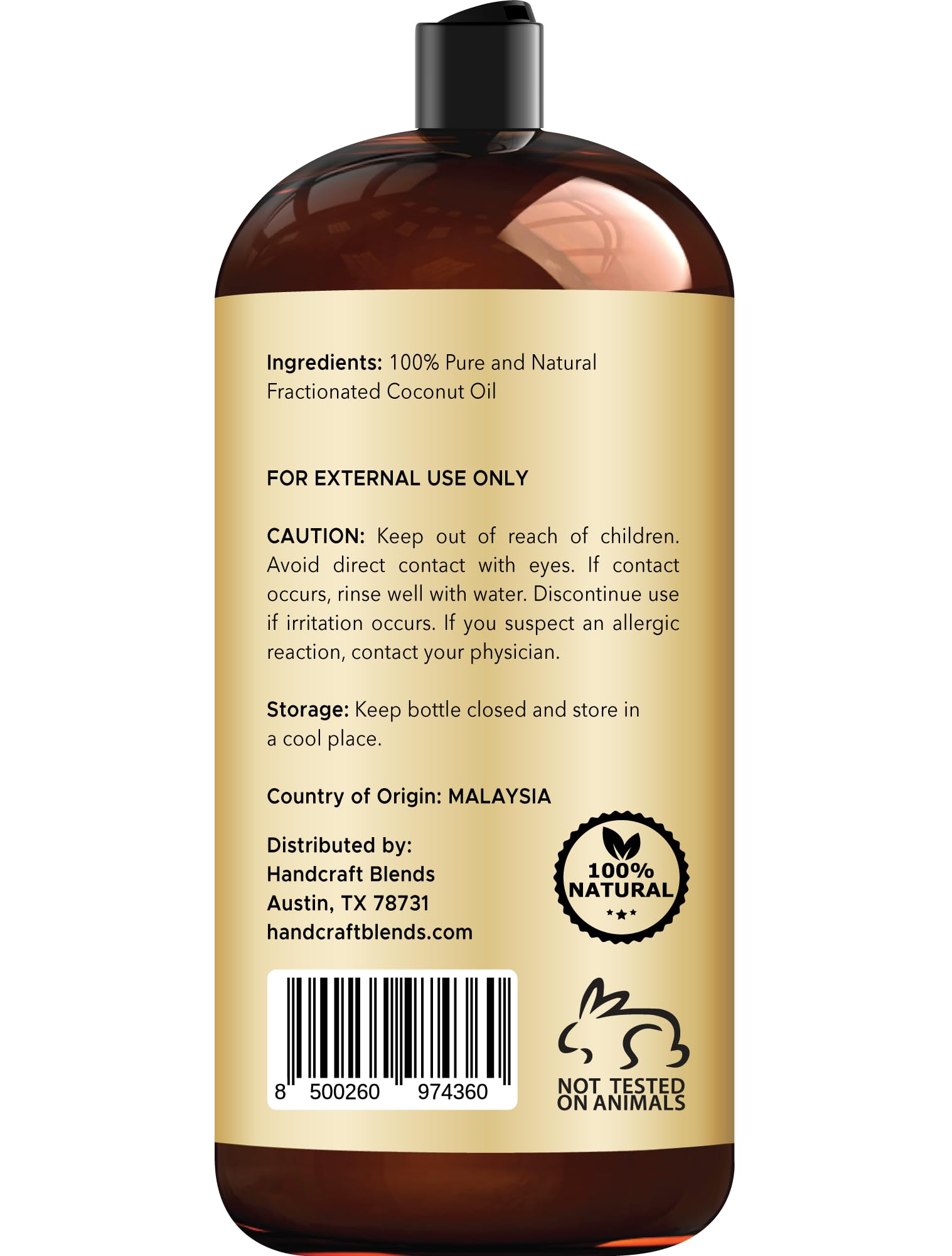 Handcraft Blends fractionated coconut oil supports pet care with gentle grooming.