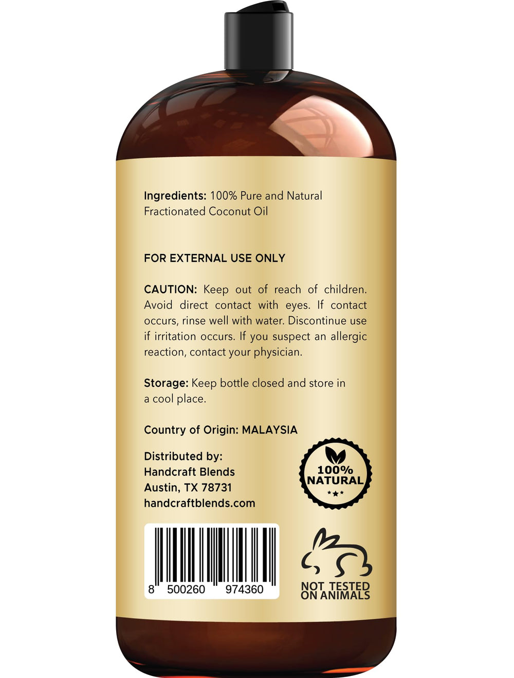 Handcraft Blends fractionated coconut oil supports pet care with gentle grooming.
