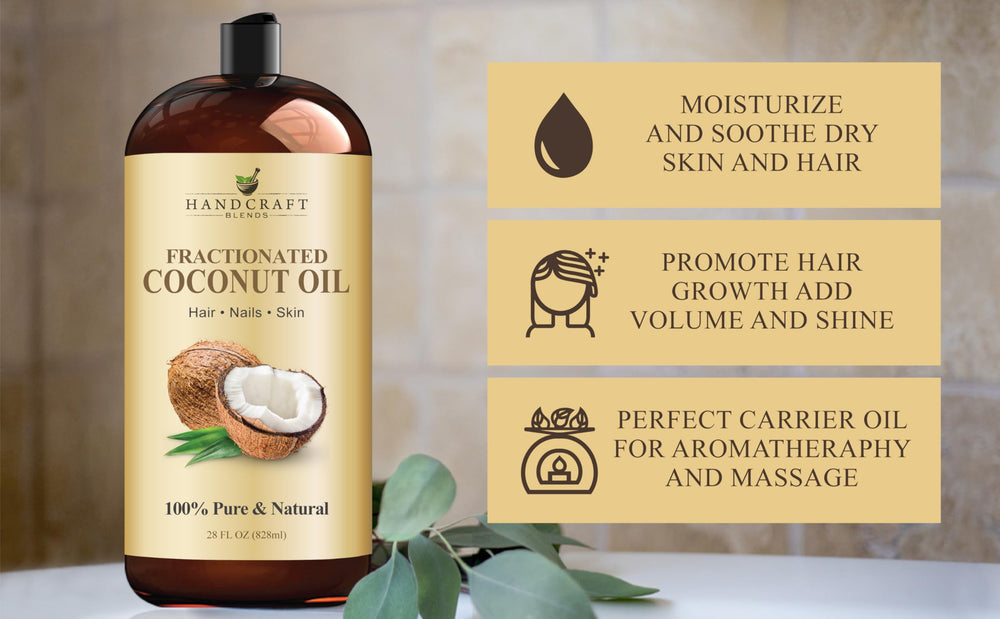 Handcraft Blends fractionated coconut oil fragrance-free vegan carrier oil for daily use.