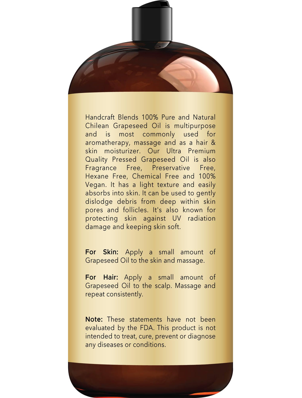 Handcraft Blends grapeseed oil pour shows light, fast-absorbing texture for daily use