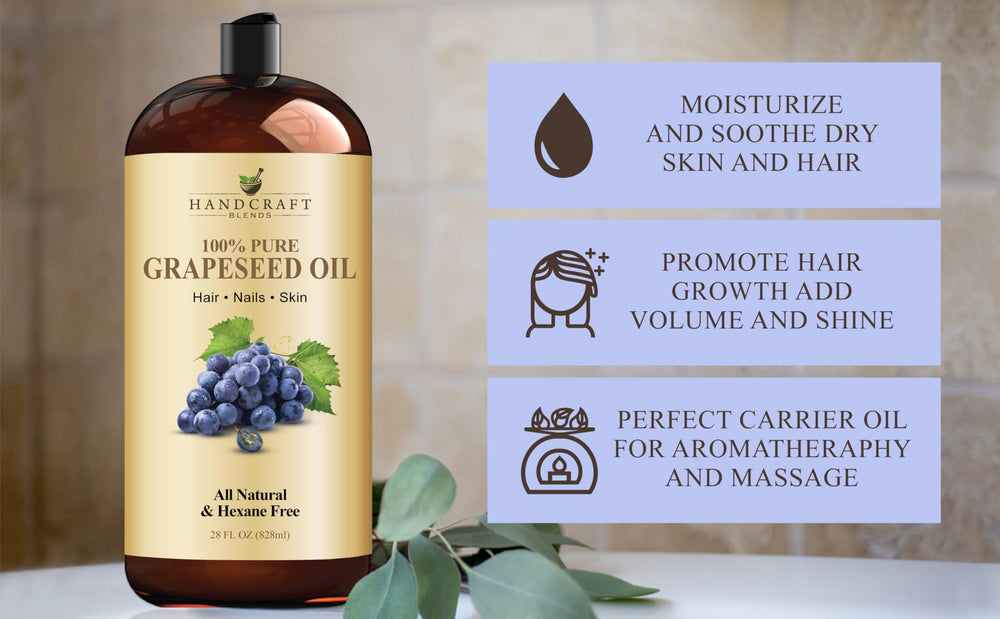Handcraft Blends grapeseed oil skincare-application demonstrates quick absorption for face and body