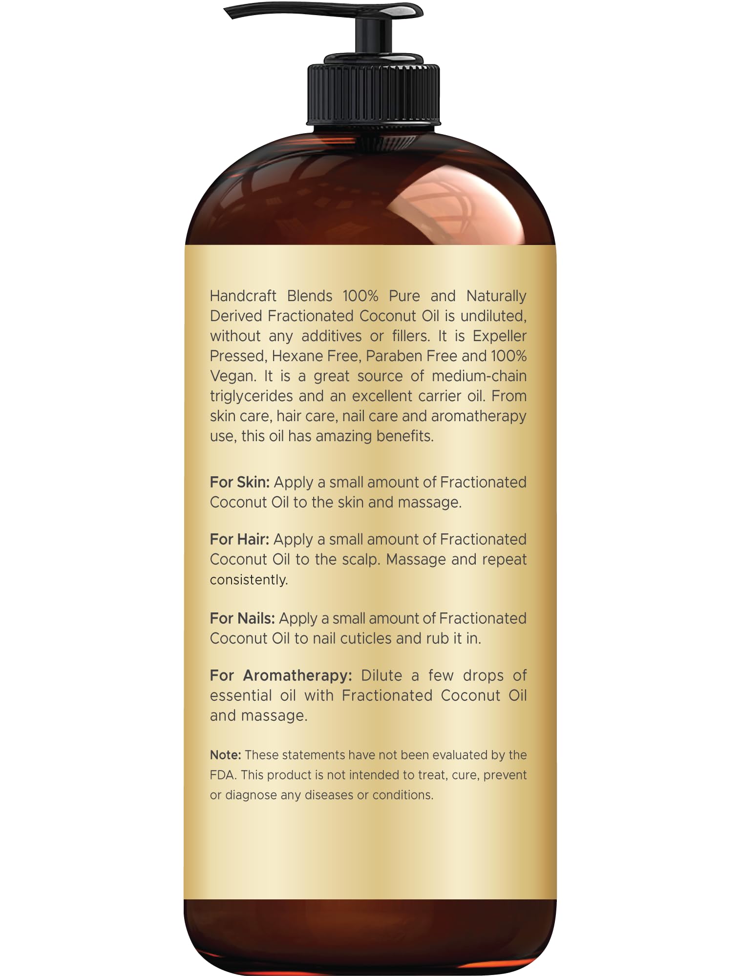 Handcraft Blends label close-up highlighting ingredient purity and simple formulation benefit
