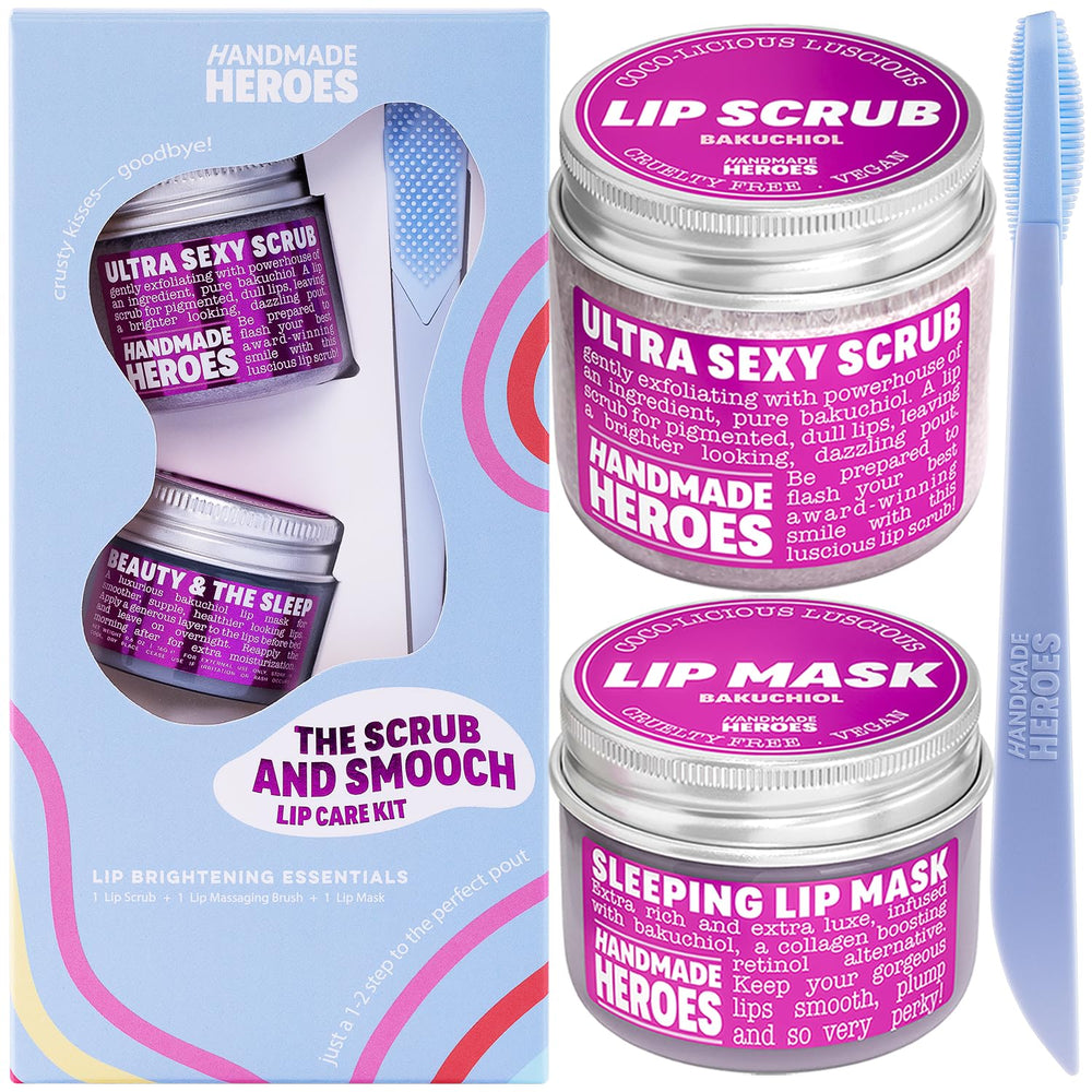 Handmade Heroes bakuchiol lip scrub jar for gentle exfoliation of dry lips