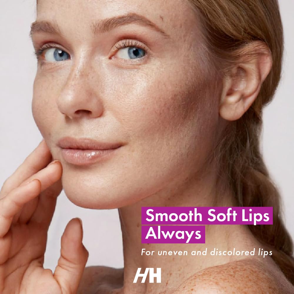 Close-up of lips with Handmade Heroes bakuchiol scrub texture for smoother appearance