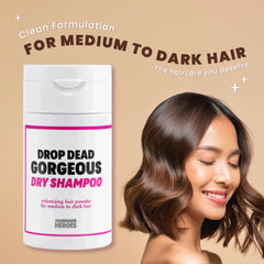 Handmade Heroes dry shampoo application on roots close-up reduces oil for a fresher look