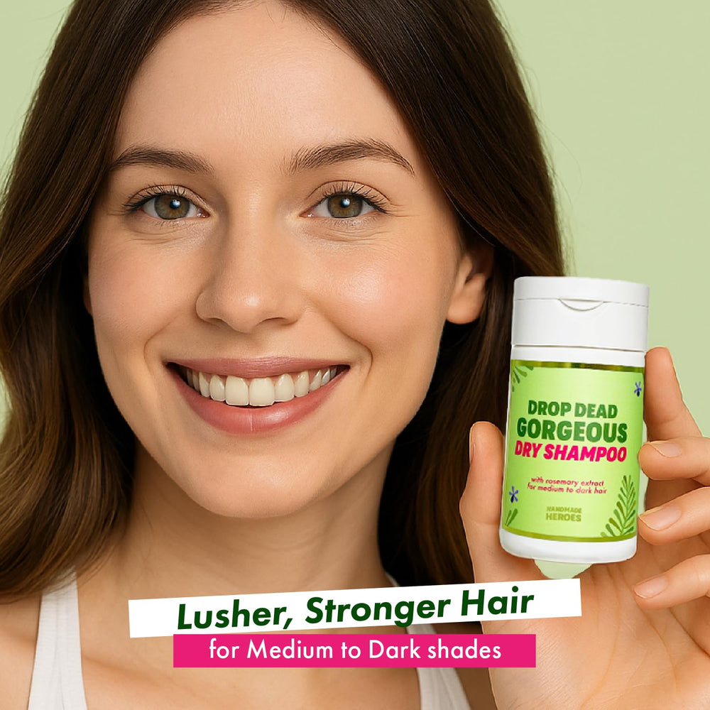 Handmade Heroes rosemary powder on scalp quick refresh between washes