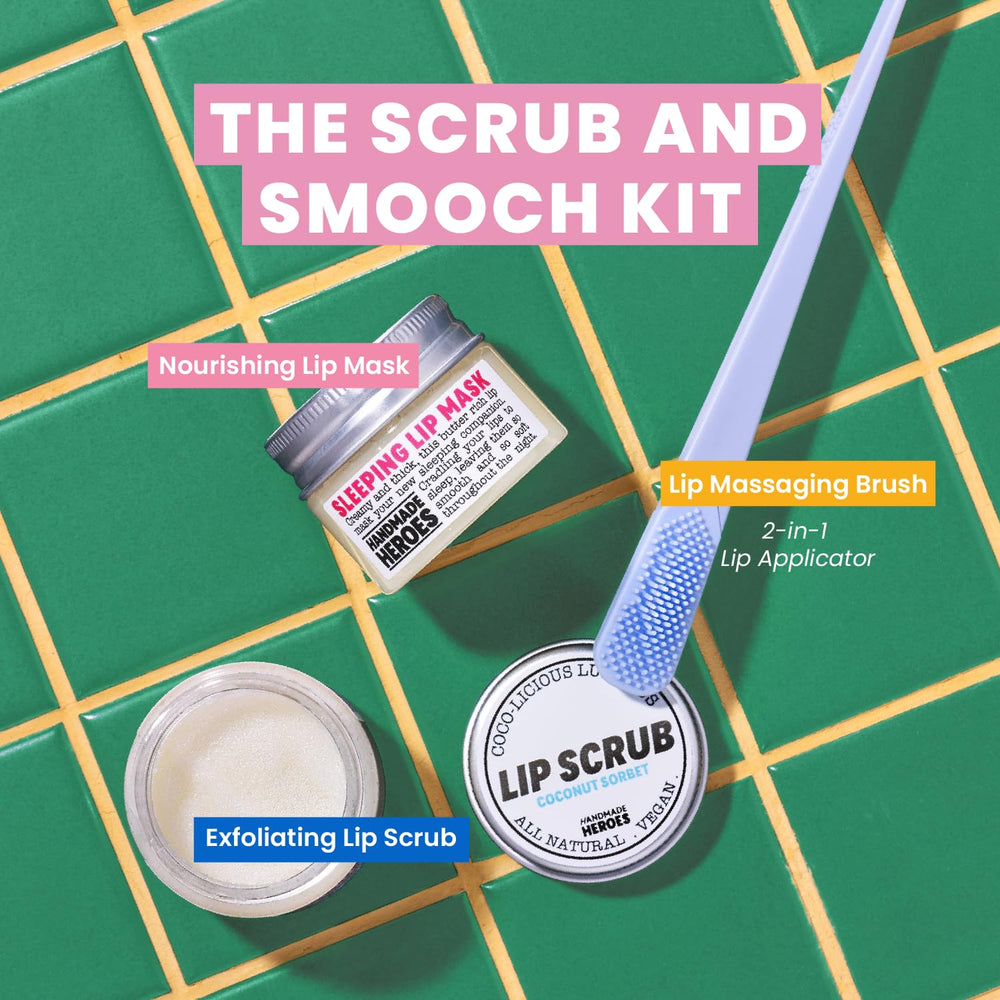 Handmade Heroes lip mask application showing conditioning treatment for smoother lips