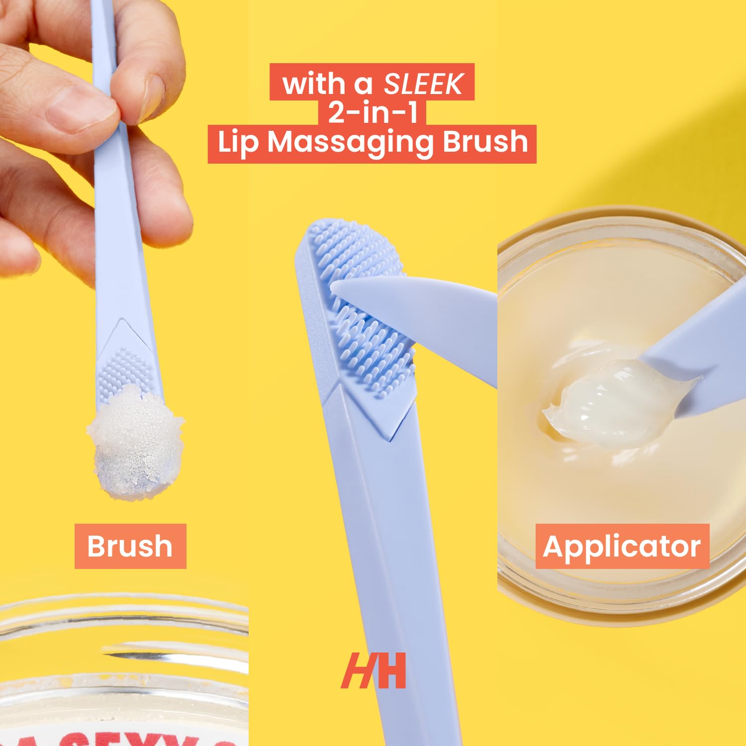 Handmade Heroes massaging brush tool included with the set for even application