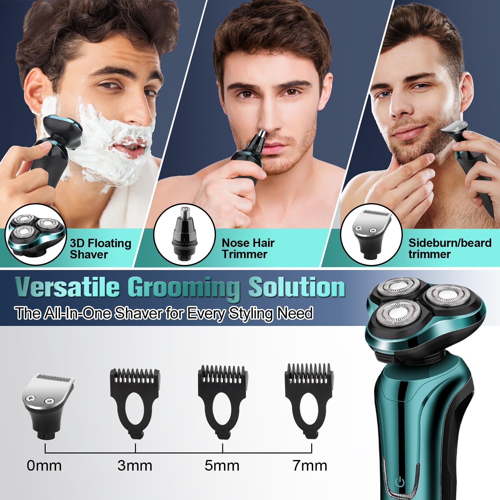 Handsomeface ergonomic handle provides a secure, comfortable grip during shaving.
